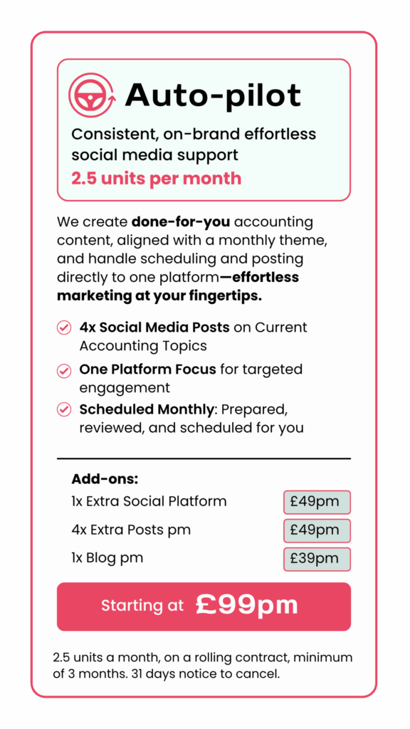 Auto-Pilot package pricing for accountants